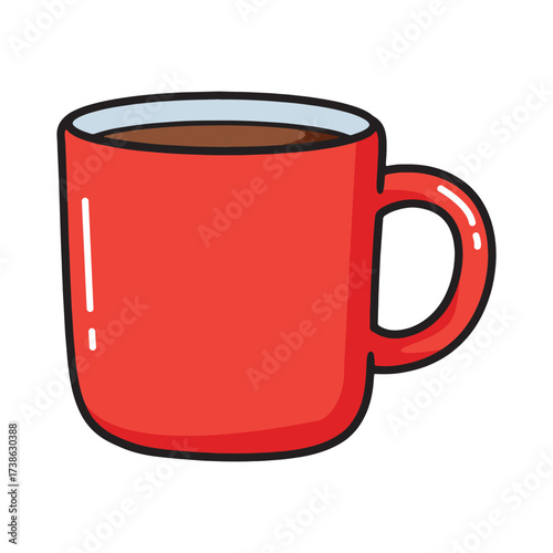 A simple, vibrant red coffee mug filled with a dark, rich beverage, perfect for illustrating morning routines and cozy moments
