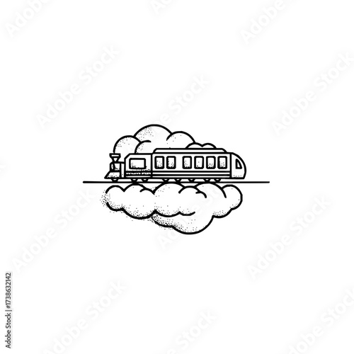 Train illustration vector art steam cloud transportation railway travel locomotive engine design graphic 100