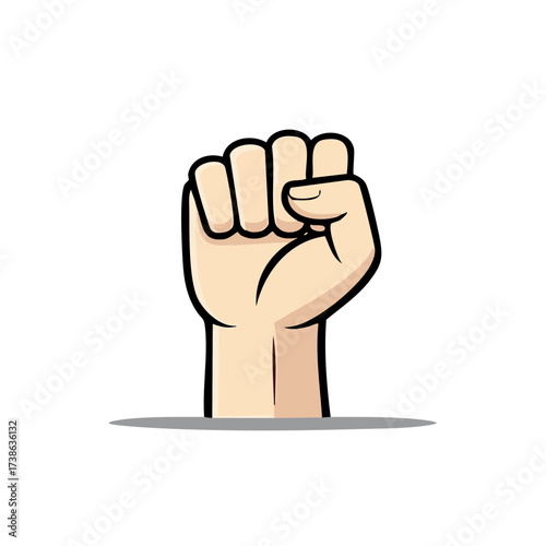 Symbolic hand gesture of a closed fist, signifying strength, solidarity and defiance