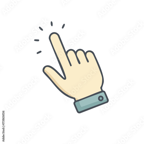 A hand pointing with a clicking gesture, illustrating a button press or selection
