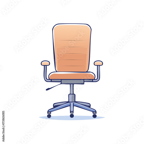 An office chair, essential for comfortable and productive work environment. It is designed for ergonomics with armrests, and wheels. 