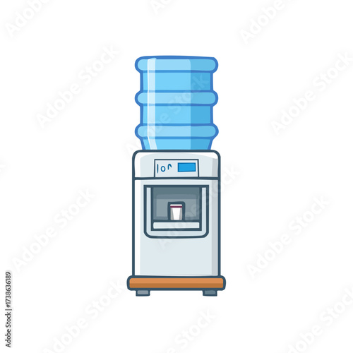 A water cooler stands in an office, offering refreshment with its cool water and water jug