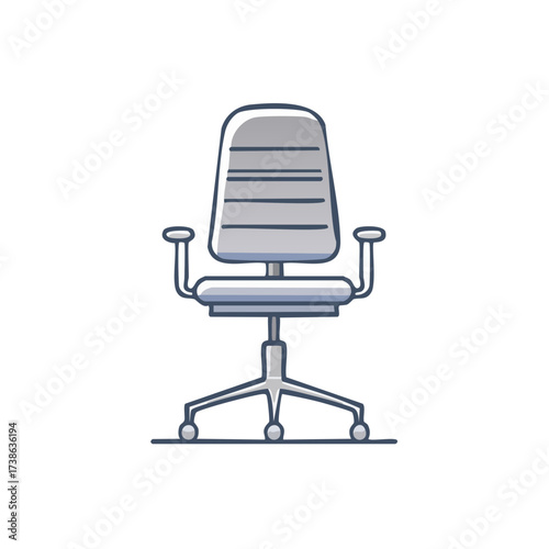 An office chair is displayed on a blank background