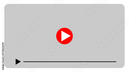 Minimalist Gray Video Player Interface with Red Play Button Icon