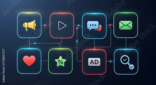 Wallpaper Mural AI Communication Network: Iconography of Digital Connectivity Torontodigital.ca