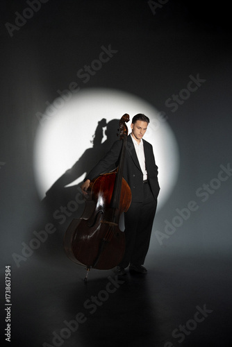 young man with a contrabass
