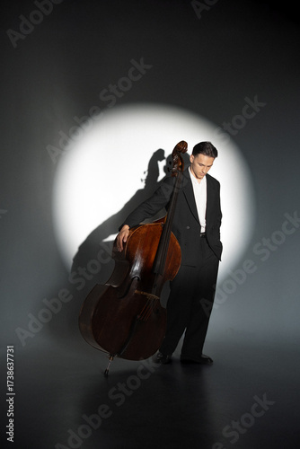 young man with contrabass