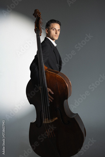 young man with contrabass