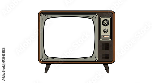 Retro tv set with knobs and antenna in vintage style