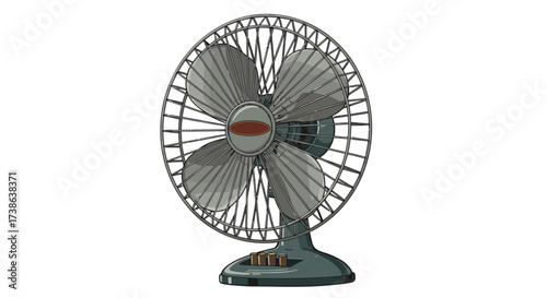 Retro style metal fan with circular blades for vintage home decor and cooling…