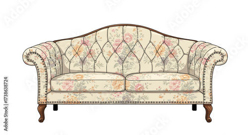 Vintage floral patterned couch with elegant design
