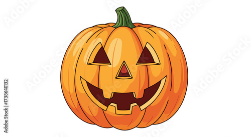Spooky smiling Halloween Jack-o'-lantern carved pumpkin vector illustration, isolated on transparent background svg