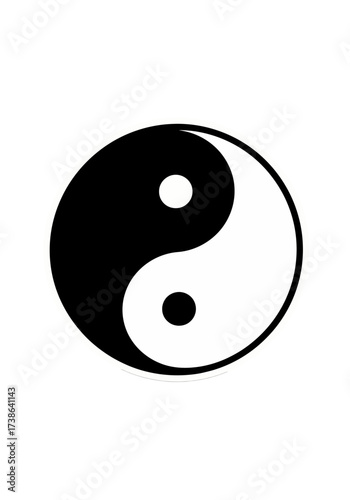 Classic Yin Yang Symbol Flat Vector Illustration