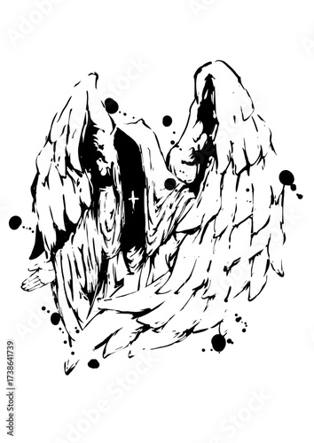 Mysterious Angel – Japanese Ink Sumi-e Art