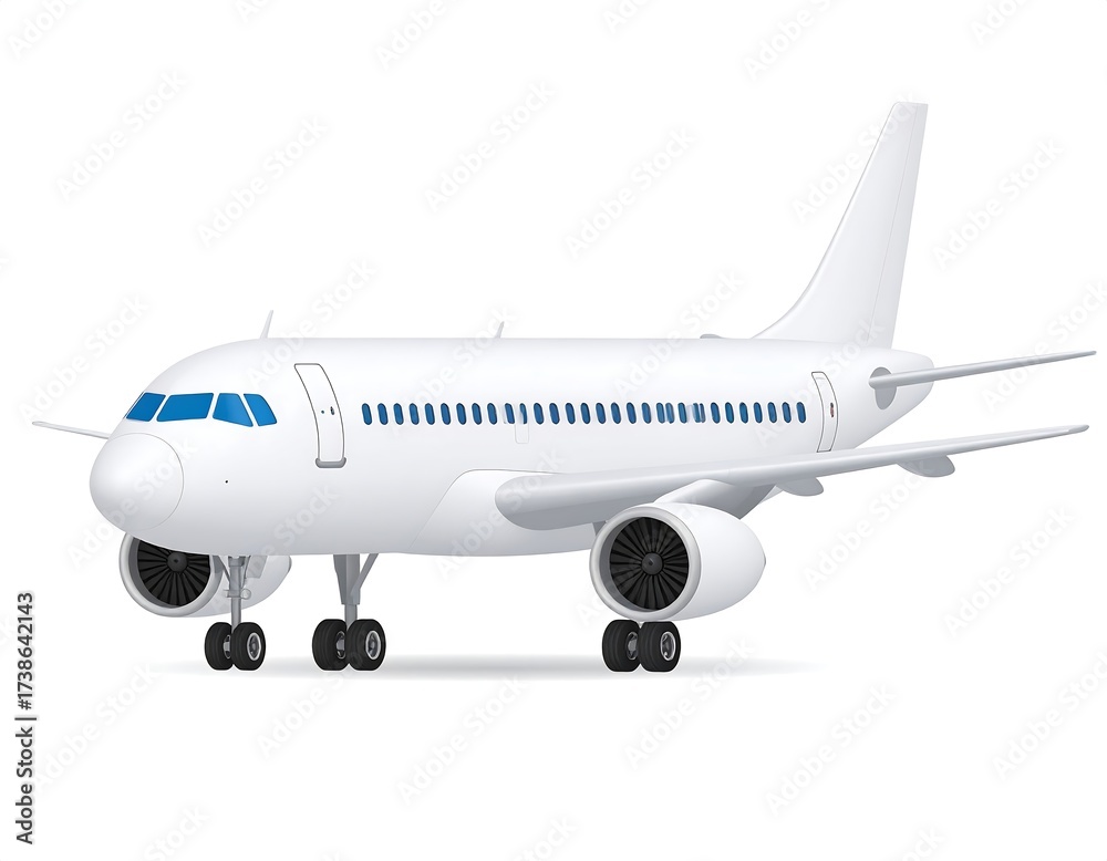 Obraz premium White jetliner side view