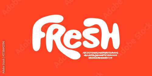 Bubble font, wavy bold letters, soft organic alphabet for cheerful branding, playful logo, whimsical typography, joyful design. Eco-friendly packaging, kids designs. Vector typeset.
