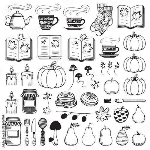 Vintage Engraving Style Italian Menu Elements