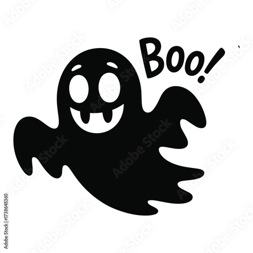 Vector art of a spooky ghost saying boo