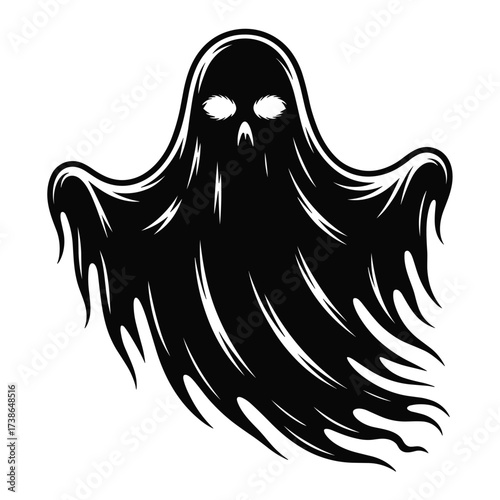 Vector art of black and white ghost