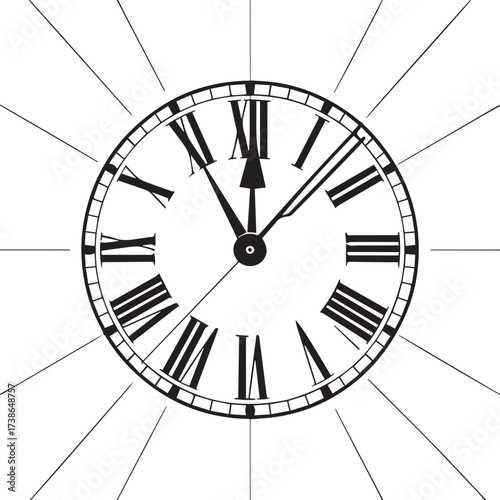 Classic Black & White Timepiece Dial Illustration