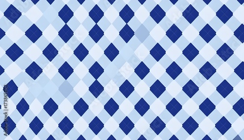 Intricate Center Focus Diamond Pattern in Blue and White