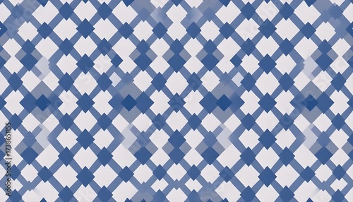 Minimalist Argyle Diamond Pattern in White and Blues