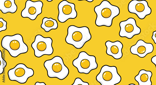 Sunny-Side Up Egg Repeat Pattern on Yellow Background
