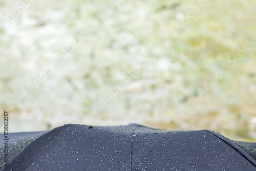 Artistic Macro of Water Droplets on Umbrella, Monsoon Rain Abstract, Close-up Texture