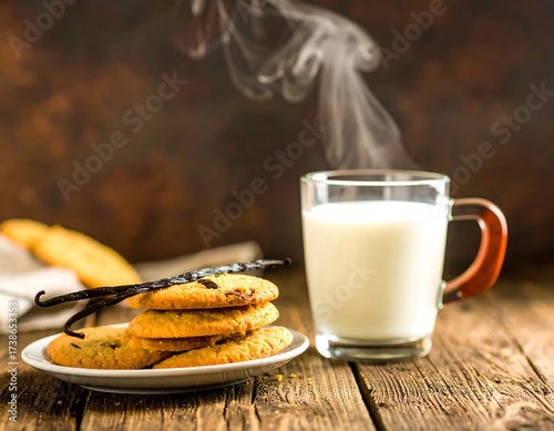 Freshly baked cookies and milk
