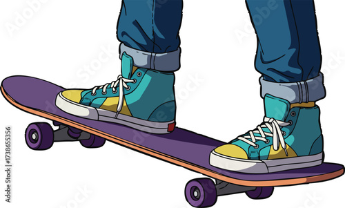 Cool Teen Skater Ready to Ride Purple Skateboard