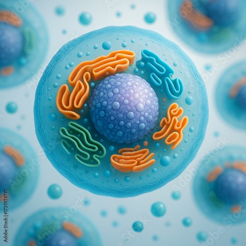 Detailed cell structure diagram illustrating biology and medical science research
