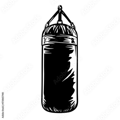 Punching bag silhouette vector – hanging heavy boxing bag for combat training and fitness gym