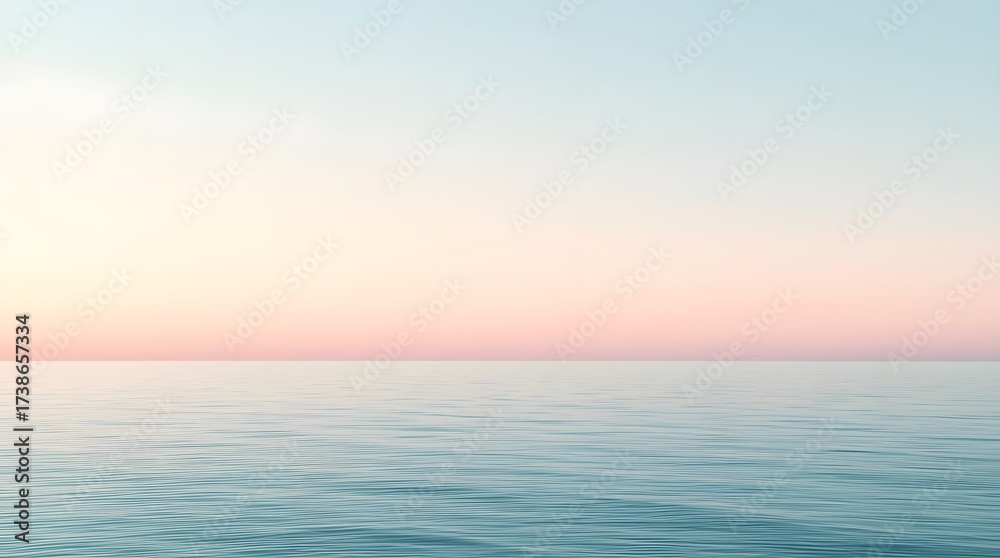 Fototapeta premium Calm ocean horizon at sunrise with pastel tones