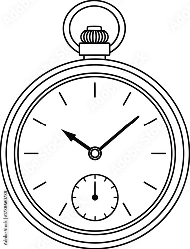 Classic pocket watch with hands indicating time on a white background, symbolizing history and tradition.