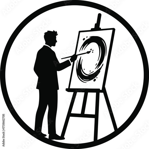 Silhouette of a Person Painting on an Easel

