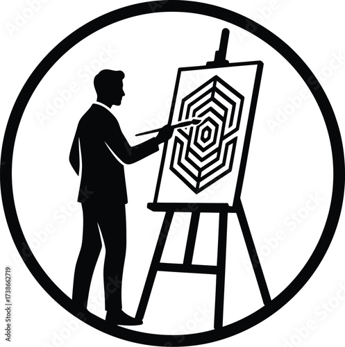 Silhouette of a Person Painting on an Easel

