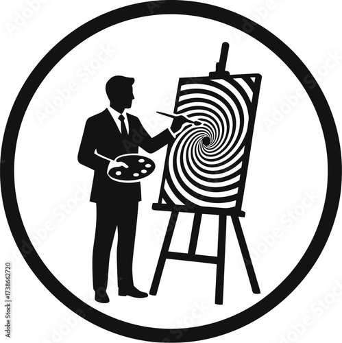 Silhouette of a Person Painting on an Easel

