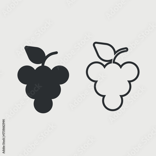 Minimalist Grapes icon- black outline fruit symbol