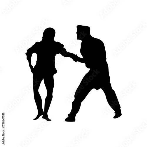 Black vector silhouettes of men, women, and couples engaged in running, sports, dance, and fitness illustration