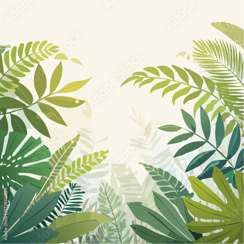 Lush jungle canopy viewed from below with light filtering through