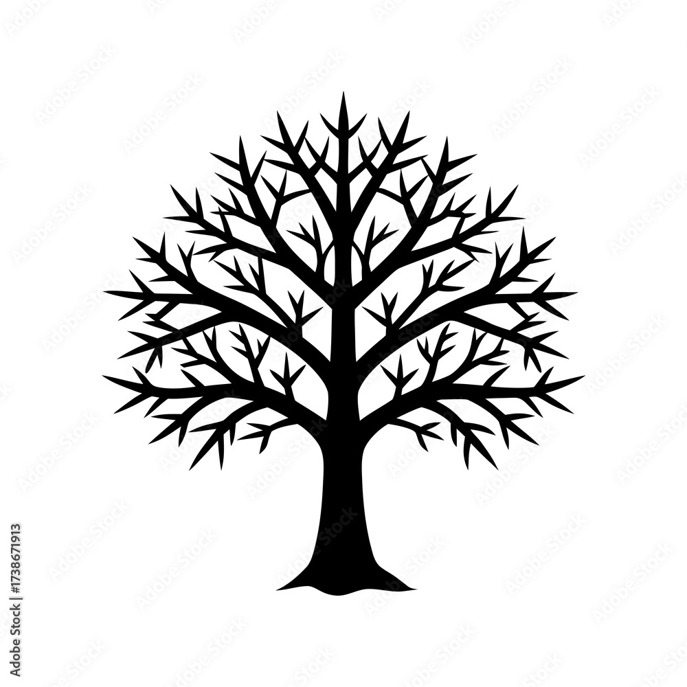 Obraz premium Snow-covered tree silhouette vector on white background