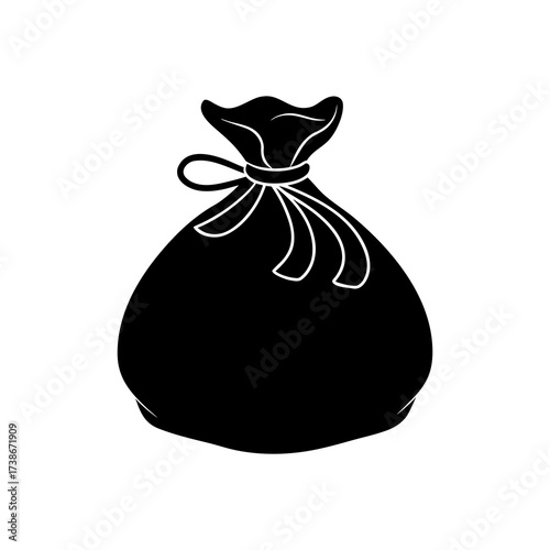 Santa sack silhouette vector on white background