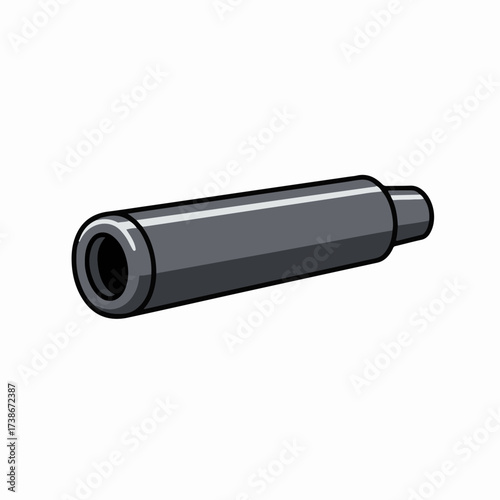 A simple, stylized illustration of a silencer, also known as a suppressor, for a firearm.