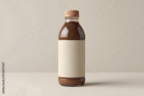 Real photo mockup of coffee product on plastic bottle