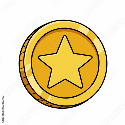 A golden coin with a five-pointed star in the center, symbolizing reward or success.