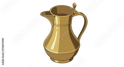 Elegant golden pitcher in retro style with glossy finish
