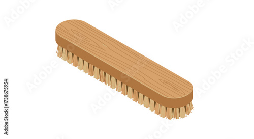 Wooden cleaning brush with bristles on white background