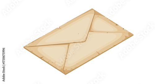 Vintage envelope with grunge texture on a white background