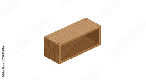 Wooden rectangular box isometric design for storage and interior decoration