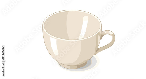 Elegant ceramic cup on white background in realistic style